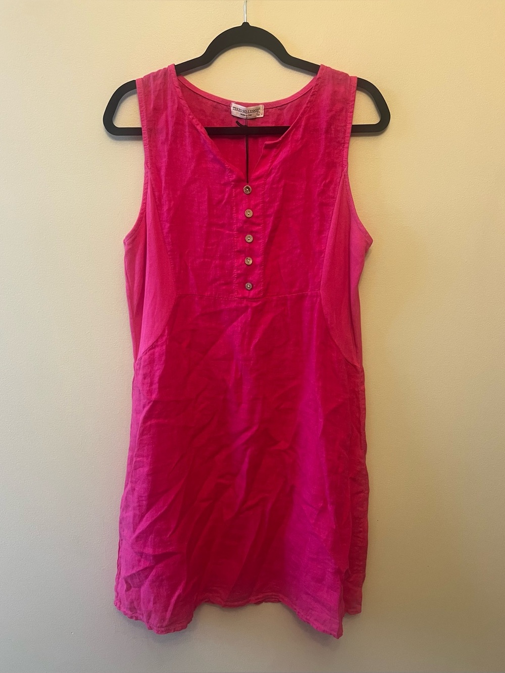 NWT Terzo Millennio Sleeveless Linen Dress Women's Size Large Pink